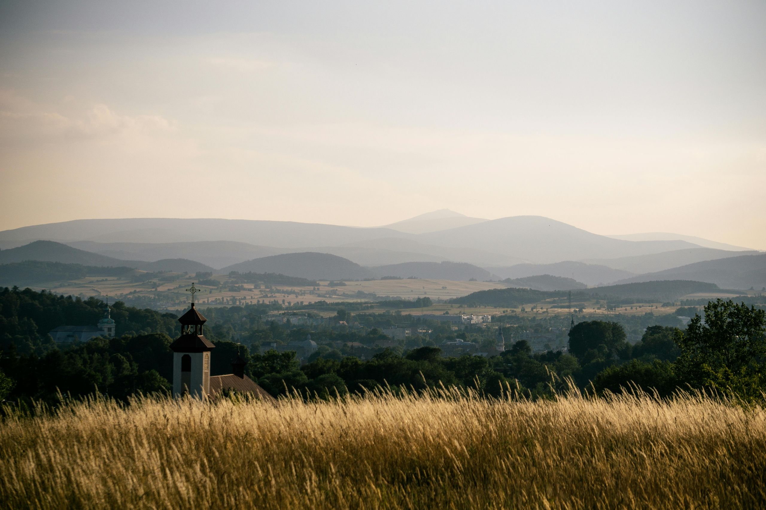 Texas hill country at sunset